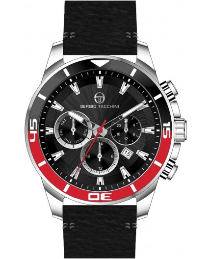 Montre Sergio Tacchini homme bracelet cuir noir Montre Sergio Tacchini homme bracelet cuir noir