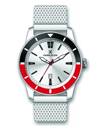 Montre Daniel Klein Homme bracelet milanais argenté fond argent Montre Daniel Klein Homme bracelet milanais argenté fond argent