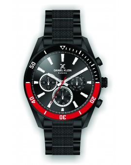 Montre Daniel Klein Homme exclusive bracelet acier noir fond noir