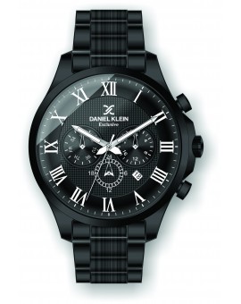 Montre Daniel Klein Homme exclusive bracelet acier noir fond noir
