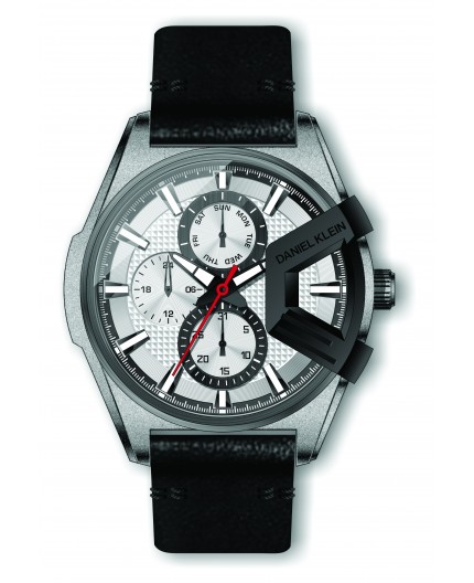 Montre Daniel Klein Homme exclusive bracelet cuir noir fond argent Montre Daniel Klein Homme exclusive bracelet cuir noir fond argent