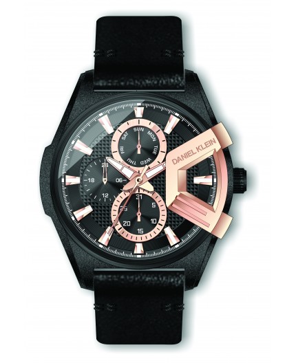 Montre Daniel Klein Homme exclusive bracelet cuir noir fond noir Montre Daniel Klein Homme exclusive bracelet cuir noir fond noir