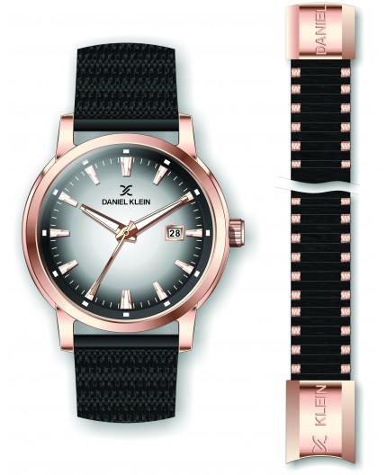 Coffret Daniel Klein Homme bracelet milanais noir fond noir Coffret Daniel Klein Homme bracelet milanais noir fond noir
