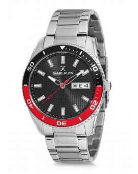 Montre Daniel Klein Homme bracelet acier argenté fond noir