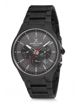 Montre Daniel Klein Homme Exclusive bracelet acier noir fond noir