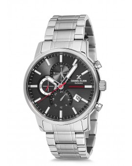 Montre Daniel Klein Homme Exclusive bracelet acier argenté fond noir