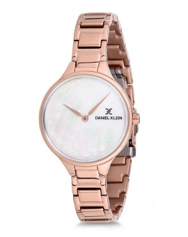 Montre Daniel Klein Femme bracelet acier rose fond blanc