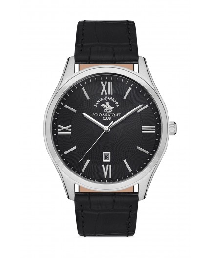 MONTRE SANTA BARBARA HOMME CUIR NOIR FOND NOIR