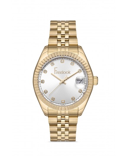 Montre femme bracelet doré dateur