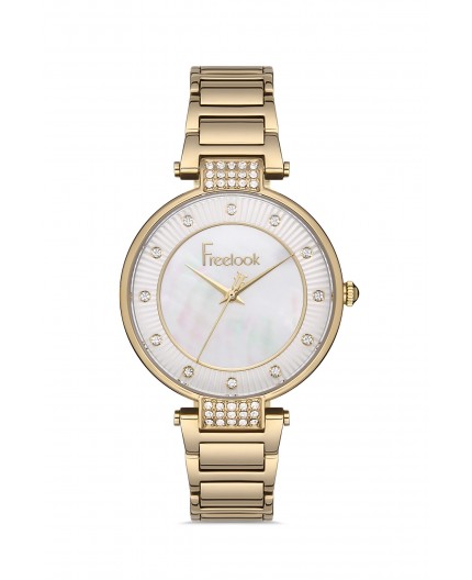 Montre femme bracelet métal doré