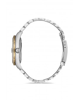 Montre femme bracelet métal bicolore dateur