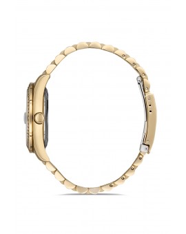 Montre femme bracelet métal doré dateur