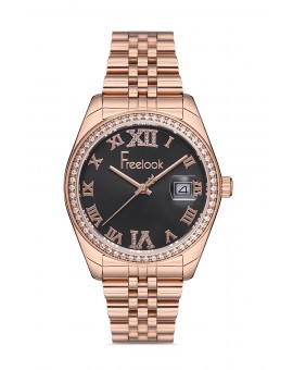 Montre femme bracelet métal rose dateur