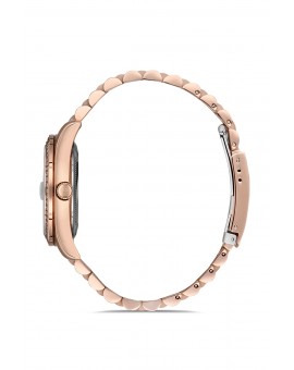 Montre femme bracelet métal rose dateur