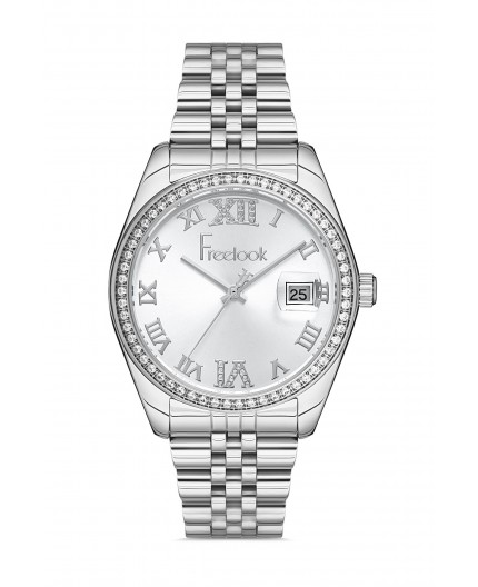 Montre femme bracelet métal dateur