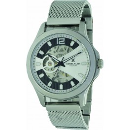MONTRE DANIEL KLEIN HOMME METAL AUTOMATIQUE Montre homme automatique fond et cadran transparent Daniel Klein diamètre 4 cm, garantie 2 ans.